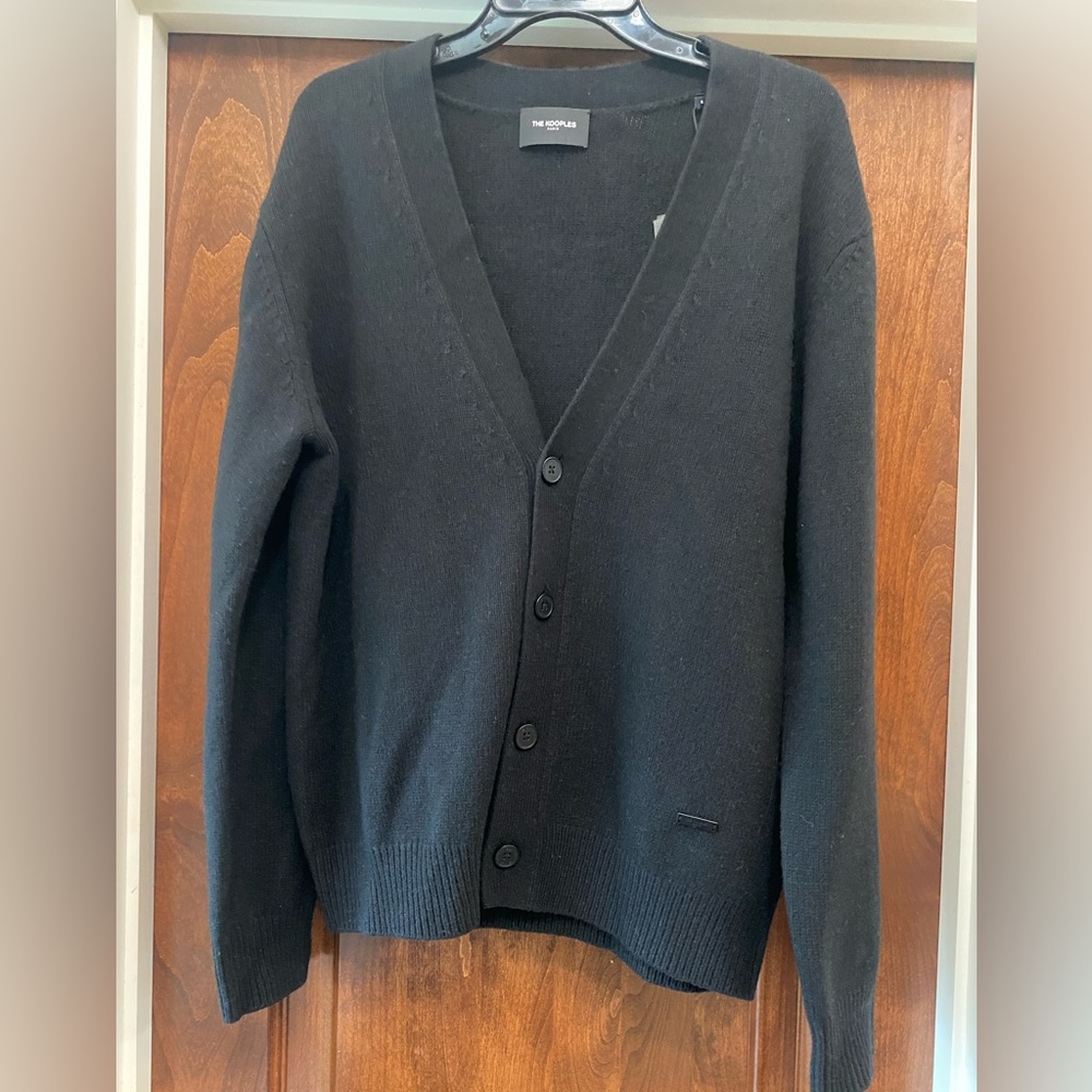 The Kooples Men’s Wool Blend Black Relaxed Fit Cardigan Sz S NWT